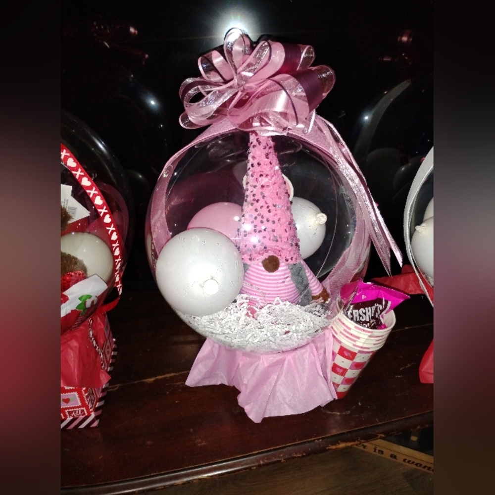 Pink Gnome Ornament with Bow